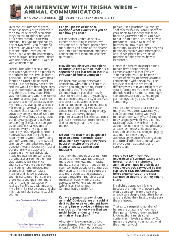 grassroots gazette animal communication
